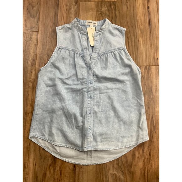 Women's NWT Cloth & Stone Sleeveless Denim  Blouse   Size: XS - Picture 3 of 12